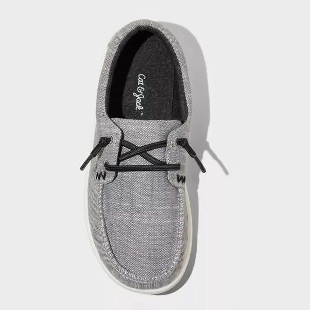 Big Boys Boat Shoes Gray Size 5 Cat & Jack Briar Slip On Casual Loafers New